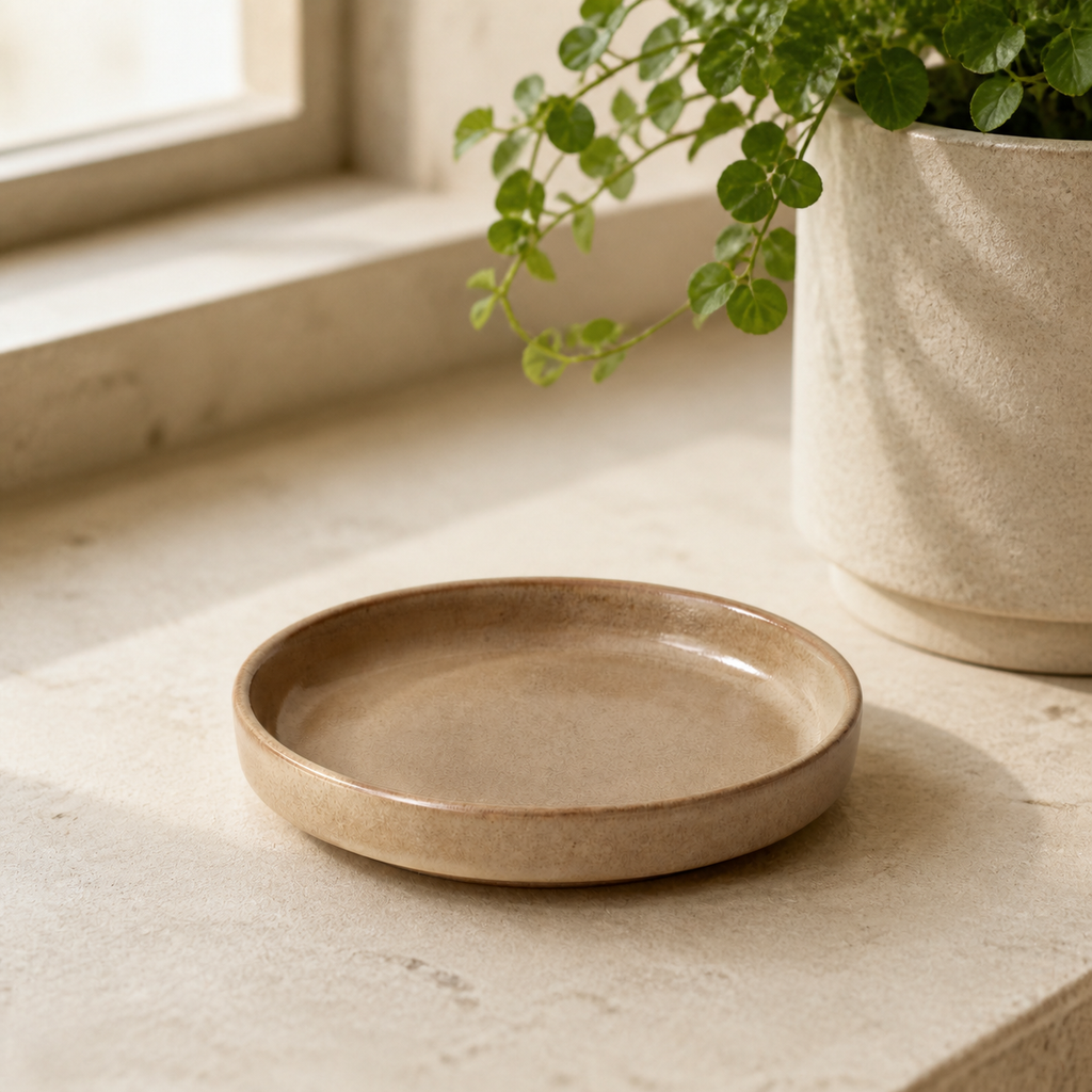 Lune Saucer 14 in a quiet indoor plant setting